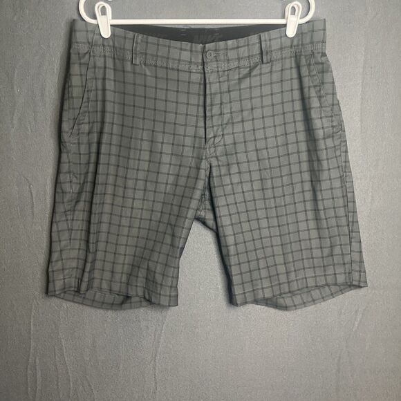 Men's Nike Dri-Fit Golf Shorts Dark Gray Check Size 34 Stretch Anti Slip‎ Band - Picture 1 of 7